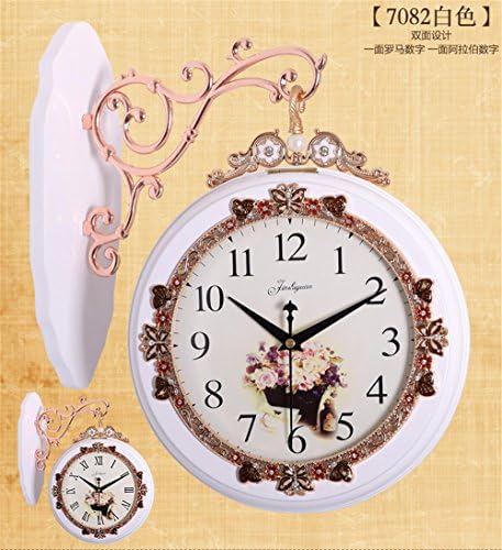 European-double sided wall clock living rooms large quiet creative clocks hang stylish two solid wood clock clock,20 inch,Butterflies to find her 7082 white