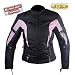 Ladies Black and Pink Tri-Tex Fabric Vented Motorcycle Jacket with Level-3 Advanced Armor - Size : Medium