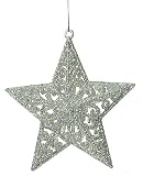 5.5 Silver Glitter Filigree 5-Point Star Christmas Ornament #2719128
