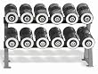 Hampton Fitness Club Set Eclipse Chrome Dumbbells: Includes 6 Pair Dumbbells (105-130 in 5 lb. increments), Rack Included (Commercial Grade)
