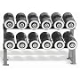 Hampton Fitness Club Set Eclipse Chrome Dumbbells: Includes 6 Pair Dumbbells (105-130 in 5 lb. increments), Rack Included (Commercial Grade)