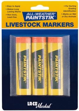 Laco/Markal 61134 Paintstick Livestock Marker, All Weather, Orange, 3-Pk. - Quantity 12
