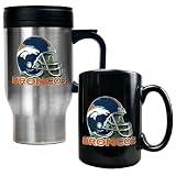 NFL Denver Broncos Travel Mug & Ceramic Mug Set - Helmet Logo