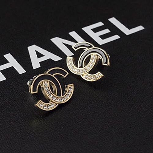 Women's Fashion Jewelry Stainless Steel and Crystal Ear Stud/ Earring (black&crystal)