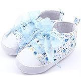 【macaroni（マカロニ）】ベビー用ファーストシューズ　はじめてのくつ　カワイイ花柄レースリボン (2　13ｃｍ（12-18か月）, 2　ブルー)