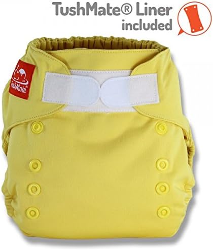 TushMate One-Fits-All Cloth Diaper, Hook & Loop (Yellow)