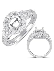 14K White Gold 0.76cttw Round Diamond Semi Mount Engagement Ring