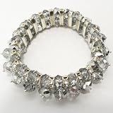 Rhinestone Crystal Beaded Pattern Bracelets Silver /FA-B2001