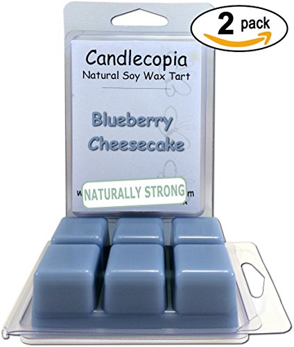 Candlecopia Blueberry Cheesecake 6.4 oz Scented Wax Melts - Inviting aroma of baked vanilla cheesecake and mouthwatering blueberries - 2-Pack of naturally strong scented soy wax cubes throw 50+ hours of fragrance when melted in Scentsy®, Yankee Candle® or standard electric tart warmer