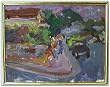 Carmel Street Scene, Original Oil Painting on Canvas By Carmel Art Association Artist Victor Di Gesu (1914-1988)- Framed Artwork
