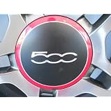 FIAT 2012 500 500C Wheel Center Caps Red Stripe Sport by WHEEL CENTER CAPS RED STRIPE