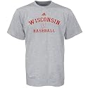 adidas Wisconsin Badgers Ash Baseball Practice T-shirt