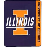 University of Illinois Fighting Illini 50``x60`` Stripes Series Royal Plush Blanket Throw