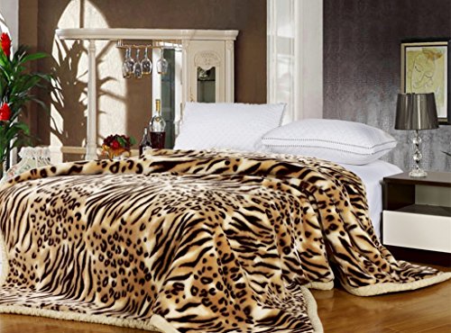 Thickening Raschel Blanket Super Soft Wedding Blankets(077 Leopard£©