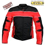 IMAGE OF Xelement Ladies Black and Red Tri-Tex Fabric Motorcycle Jacket with Level-3 Advanced Armored - Size : Medium