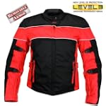 Xelement Ladies Black and Red Tri-Tex Fabric Motorcycle Jacket with Level-3 Advanced Armored - Size : Medium