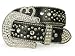 Western Rhinestone Silver Circle Studs and Heart Ornaments Genuine Leather Belt