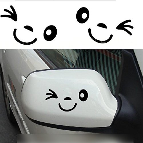 HuaYang Cute Smile Face 3D Decal Sticker for Auto Car Side Mirror L+R Rearview
