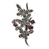STERLING SILVER BROOCH 24X43mm - Marcasite