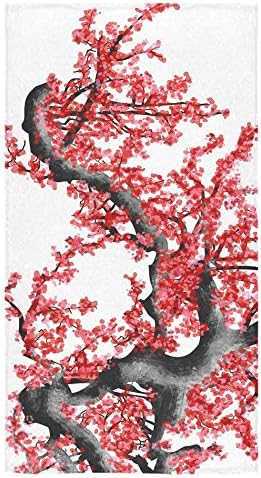 Beautiful Cherry Blossom Tree, Sakura Flower Pattern Sale Custom Bath Towels Large Soft and Comfortable Travel Beach Bathroom Shower Washcloth Wrap for Men/Women 80% Polyester 20% Cotton, (30" x 56")
