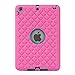 Ipad Mini Case, H&T(TM) Unique Silicone Design Soft Ipad Mini 3 In1 Hybrid Shockproof Protective Bling Diamonds Cover Case for Apple Ipad Mini 3/ 2/ 1 (Rosered+Green)