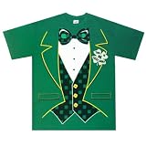 Mens 2XL St Patricks Day Lucky Green Irish Leprechaun Tux Tuxedo T-Shirt TShirt XXL 2X