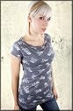 Sugar & Rox Skull Swords Burnout Short Sleeve Scoop Tee Shirt in Charcoal PREORDER