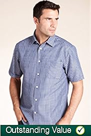 2 Longer Blue Harbour Modal Blend Soft Touch Mini Dobby Checked Shirt