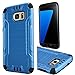 Samsung Galaxy S7 Case, Bastex Hybrid Slim Fit Shockproof Black Rubber Silicone Cover Hard Plastic Dark Blue Combat Brushed Metal Design Robust Tough Armor Case for Samsung Galaxy S7 G930