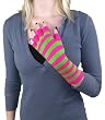 Pink & Green Striped Fingerless Gloves EMO Knit Cut Off Gloves Emo Golves Perfect addition to your Gothic, Punk, and Rockabilly Wardrobe Stripe Stripes