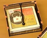 Metal and Rattan Luncheon Napkin Holder
