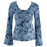 Bara Glad Maternity & Nursing Water Lily Flared Arm Blue Floral Top (Code: 60)