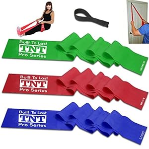 TNT Exercise Stretch Bands Resistance Set - Heavy Duty Door Anchor Included