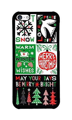 Phone Case Custom iPhone 5C Phone Case Christmas Whimsy Black Polycarbonate Hard Case for Apple iPhone 5C Case