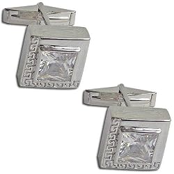 Studs and Cufflinks Pair Sterling Silver Zircon Gemstone (cflng251)