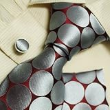 Burgundy dots silk tie blue birthday gifts for man discount silk tie cuff links hanky set H5133
