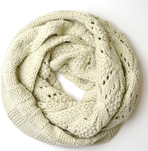 Cozy Women's Oatmeal Creme Two Sided Woven Knitted Infinity Loop Circle Scarf