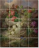 Josef Lauer Flowers Tile Mural Traditional Home Remodel. 12.75x29.75 in. using (21) 4.25x4.25 tiles.