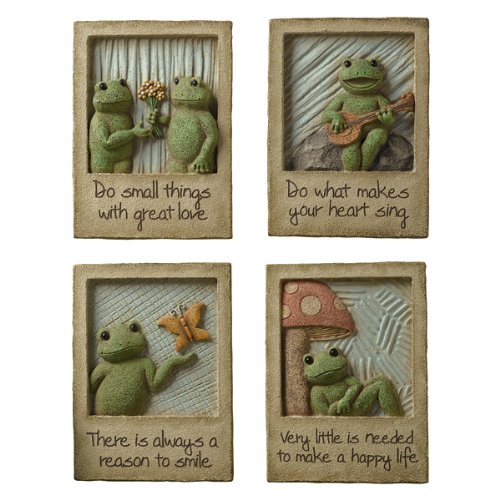 Grasslands Road Lilypad Lane Happy Frog Message Plaques, Four Styles, Set of 4