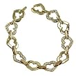 Sparkling Goldtone Rhinestone Heart Link Bracelet Fashion Jewelry