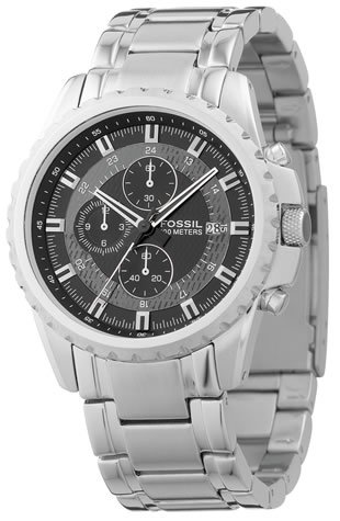 Fossil Men's Textured Black Dial Chronograph