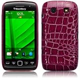 BLACKBERRY TORCH 9850 PURPLE PU CROC SKIN ONE-PIECE SNAP CASE, WITH QUBITS- ....