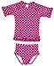 RuffleButts® Little Girls Berry Polka Dot Ruffled Rash Guard Bikini