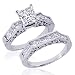2 Ct 14k Vintage Princess Cut Diamond Wedding Rings Channel-Set SI3