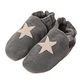 北欧デンマーク発 MELTON(メルトン) 高級牛革 ハンドメイド スター ブーティー グレー 3か月 - 6か月 0-6