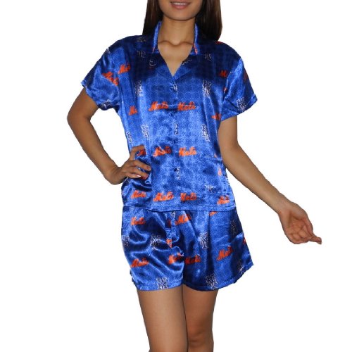 MLB New York Mets Womens Gorgeous Pajama / Loungewear Set - Blue (Size: L)