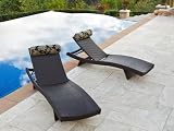 RST Outdoor Delano Wave Chaise Lounger with Bolster Pillow Set Patio Furniture - 2-Pack