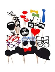 Toy: 22 Pcs DIY Colorful Photo Booth Props On A Stick Mustache Bearded Lips For Fun Wedding Favor Christmas Birthday Party Favor - coffled