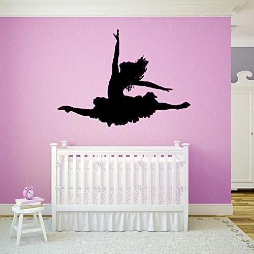 Ballerina Jumping Black Wall Decal - 48" Peel and Stick Removable Graphic