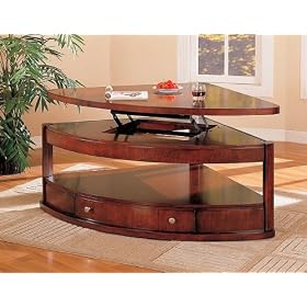 Pie Shaped Lift Top Occasional Sectional Coffee Table